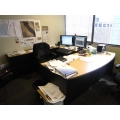 Blonde Maple and Black C-Suite Desk with extended credenza